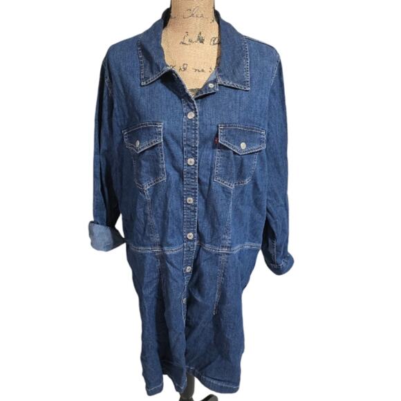LEVIS Red Tab‎ Long Sleeve Plus Ellie Denim Shirt Dress size 2X - Picture 6 of 12